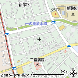埼玉県草加市新栄3丁目9周辺の地図