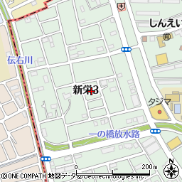 埼玉県草加市新栄3丁目24周辺の地図