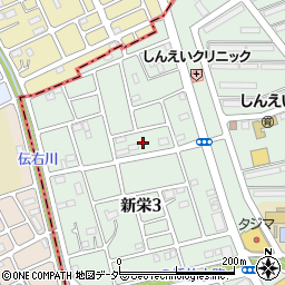 埼玉県草加市新栄3丁目34周辺の地図