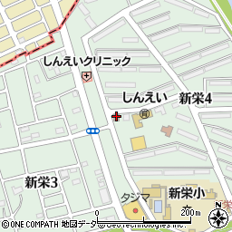 草加新栄郵便局周辺の地図