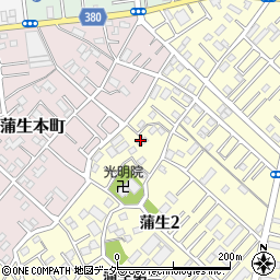 埼玉県越谷市蒲生2丁目1周辺の地図