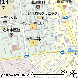 埼玉県越谷市蒲生旭町9-25周辺の地図