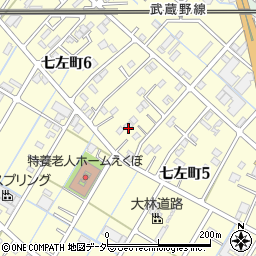 埼玉県越谷市七左町5丁目186周辺の地図