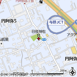 円阿弥自治会集会所周辺の地図