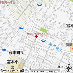 宮本小学校入口周辺の地図