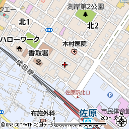 千葉県香取市北2丁目3-8周辺の地図