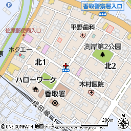 千葉県香取市北1丁目7-9周辺の地図