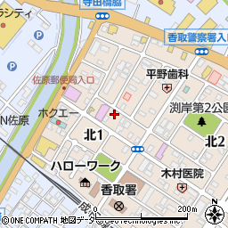 千葉県香取市北1丁目7-8周辺の地図