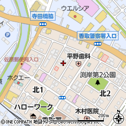千葉県香取市北1丁目10周辺の地図