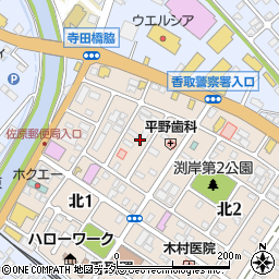 千葉県香取市北1丁目10-12周辺の地図