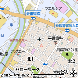 千葉県香取市北1丁目9周辺の地図