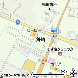 茨城県稲敷市角崎周辺の地図