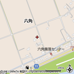 茨城県稲敷市六角周辺の地図