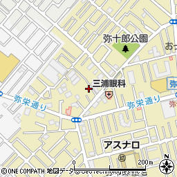 埼玉県越谷市弥十郎166-3周辺の地図