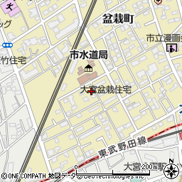 埼玉県さいたま市北区盆栽町166周辺の地図