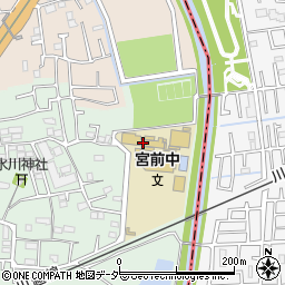 宮前中学校周辺の地図