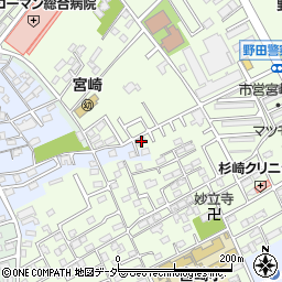 千葉県野田市宮崎76周辺の地図