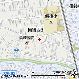 埼玉県春日部市備後西3丁目周辺の地図
