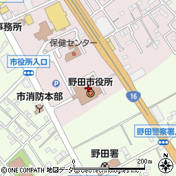 野田市役所　職員組合周辺の地図