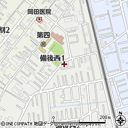 埼玉県春日部市備後西1丁目周辺の地図