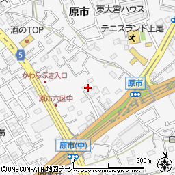 埼玉県上尾市原市周辺の地図