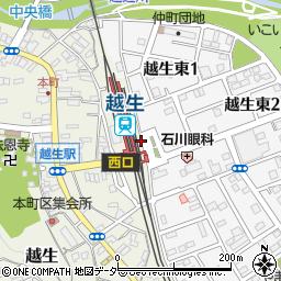 越生駅東口トイレ周辺の地図
