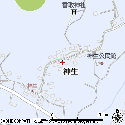 茨城県つくばみらい市神生周辺の地図