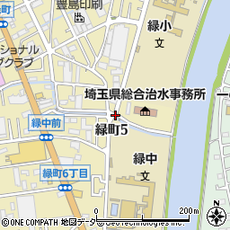 埼玉県春日部市緑町5丁目周辺の地図