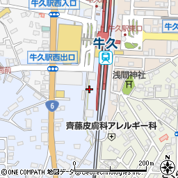 タイムズ牛久駅西口駐車場周辺の地図