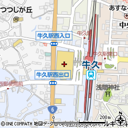 牛久エスカードホール周辺の地図