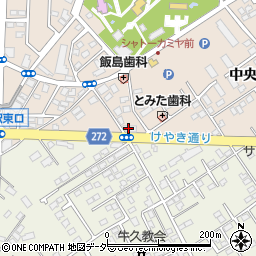 筑波銀行牛久中央支店周辺の地図