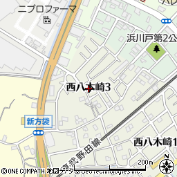埼玉県春日部市西八木崎3丁目周辺の地図
