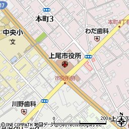 上尾市役所　家庭児童相談室周辺の地図