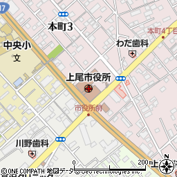 上尾市役所　出納室周辺の地図