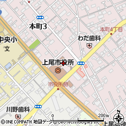 上尾市役所　選挙管理委員会事務局周辺の地図