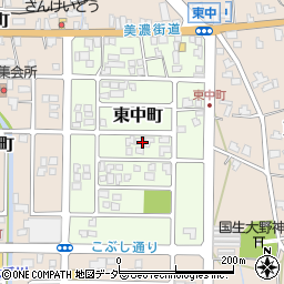 福井県大野市東中町周辺の地図