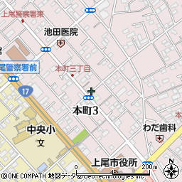 埼玉県上尾市本町3丁目周辺の地図