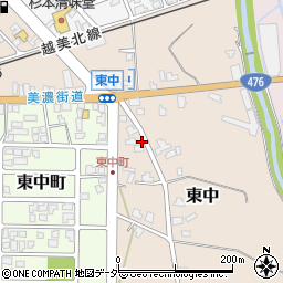 福井県大野市東中周辺の地図