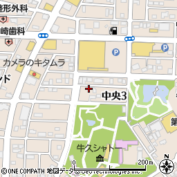 茨城県牛久市中央周辺の地図