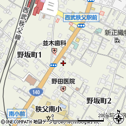 埼玉県秩父市野坂町周辺の地図