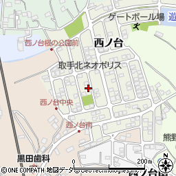 茨城県つくばみらい市西ノ台周辺の地図