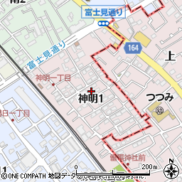 埼玉県桶川市神明周辺の地図