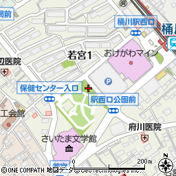 桶川市役所　桶川駅西口地下自転車駐車場周辺の地図