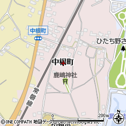 茨城県牛久市中根町周辺の地図