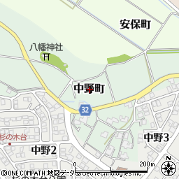 福井県福井市中野町周辺の地図