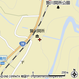 贄川関所跡周辺の地図