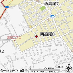 埼玉県北本市西高尾8丁目46周辺の地図