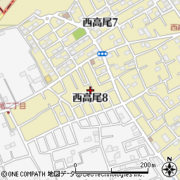 埼玉県北本市西高尾8丁目72周辺の地図