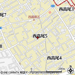 埼玉県北本市西高尾5丁目114周辺の地図