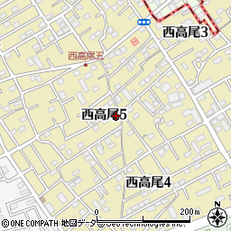 埼玉県北本市西高尾5丁目周辺の地図